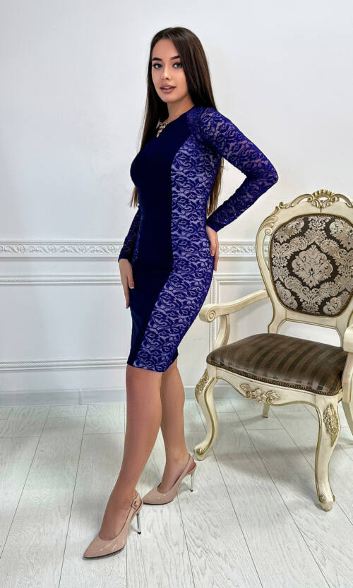 Коктейльна Сукня Гіпюр Утяжка 4005 Індіго