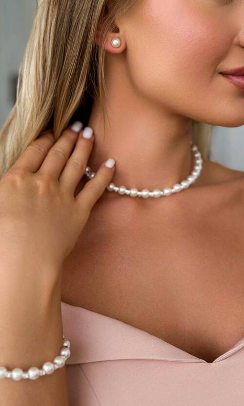 Кольє, браслет та сережки 23551 Срібний