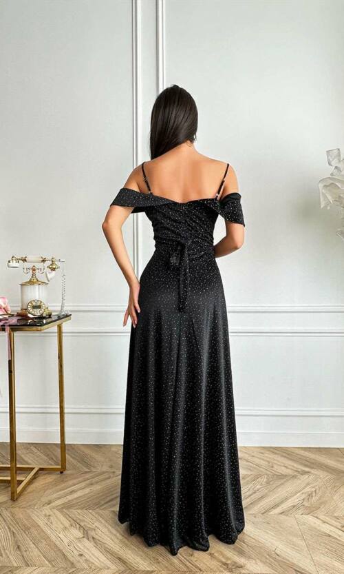 Вечірня сукня максі трикотаж 24012 Чорна