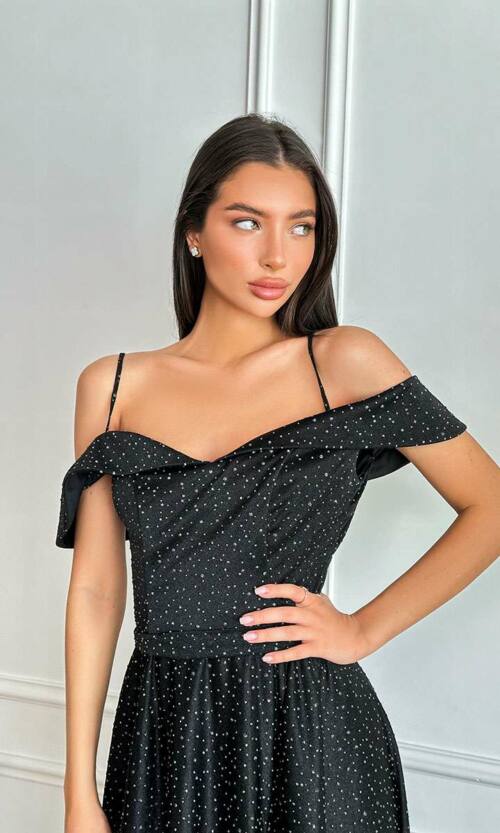 Вечірня сукня максі трикотаж 24012 Чорна