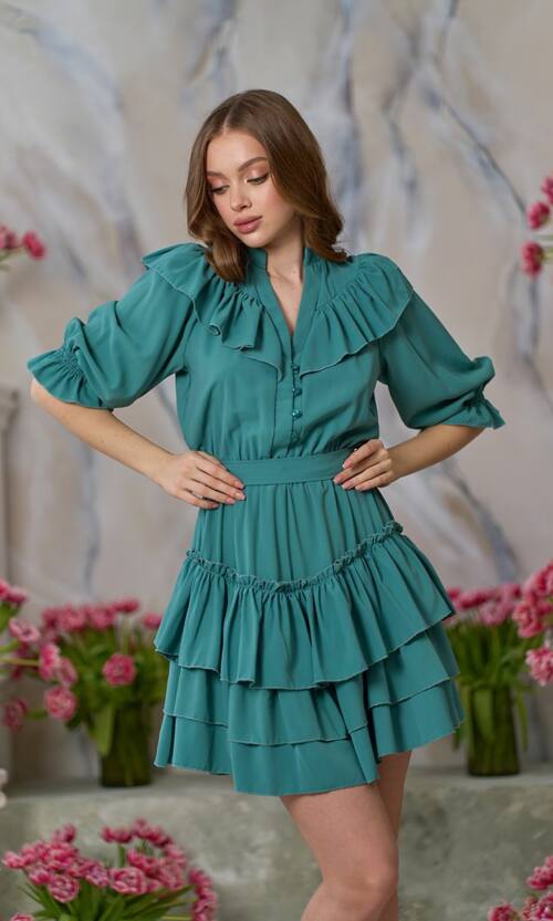 Коктейльна Сукня Міні Шовк 24030 Шавлія