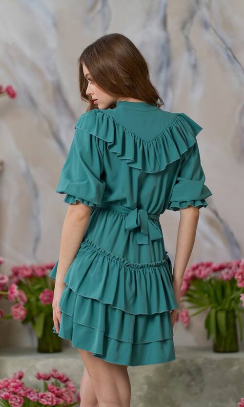 Коктейльна Сукня Міні Шовк 24030 Шавлія