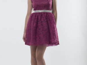 Коктейльна Сукня Гіпюр Стрази 7186 Марсала