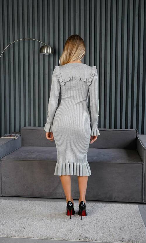 Повсякденна Сукня В'язана Міді 24501 Сіра