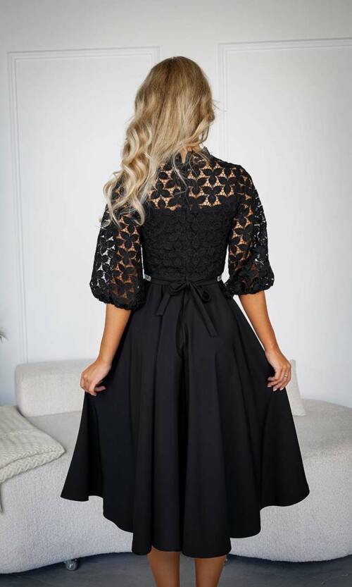 Коктейльна Сукня Ажурна Елегантна 24072 Чорна