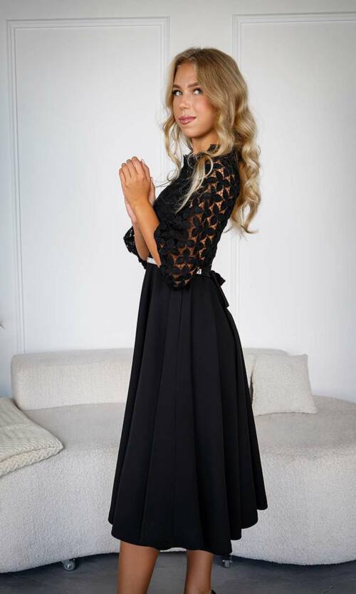 Коктейльна Сукня Ажурна Елегантна 24072 Чорна
