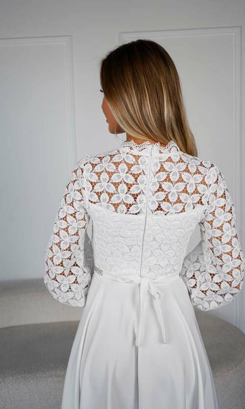 Коктейльна Сукня Ажурна Елегантна 24072 Молочна