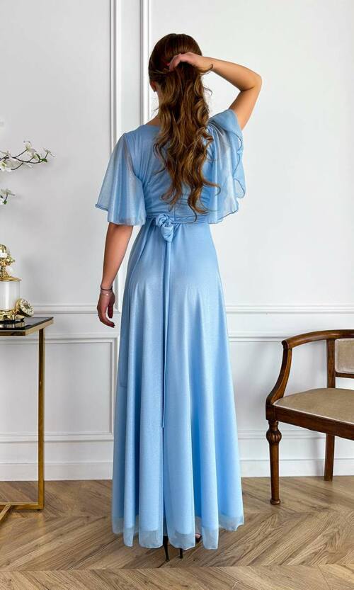 Вечірня Сукня Шифон Блиск 24025 Блакитна