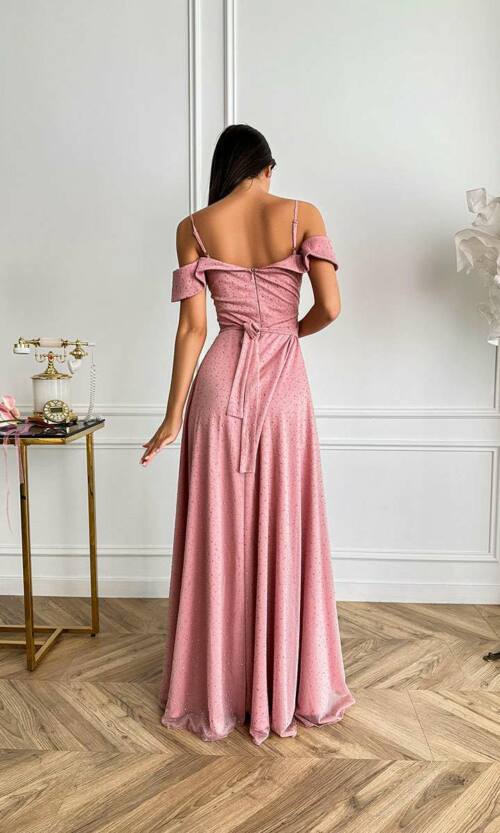 Вечірня сукня максі трикотаж 24012 Рожева