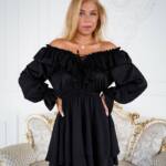 Коктейльна Сукня Рюш Волан 24070 Чорна