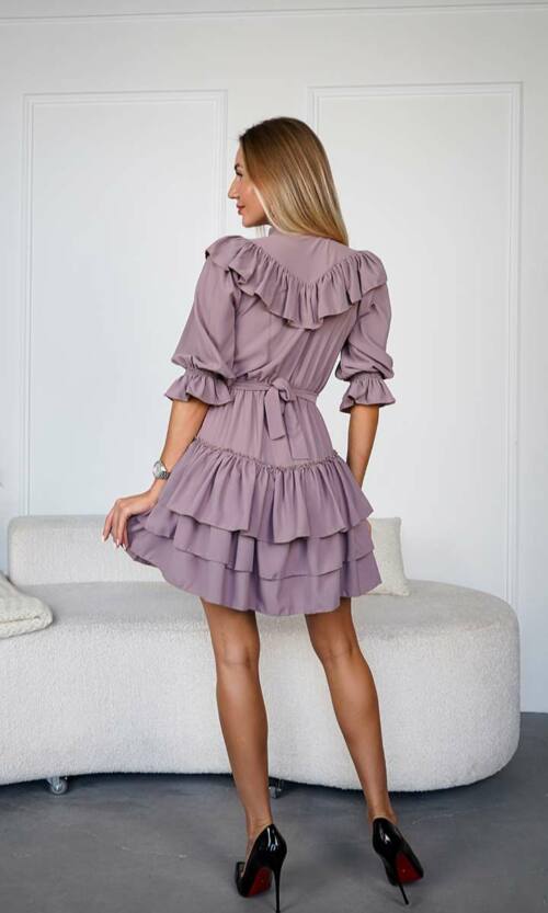 Коктейльна Сукня Міні Шовк 24030 Бісквіт