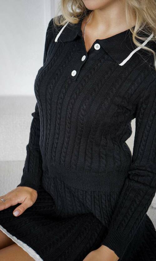 Костюм Со Юбкой Вязаный 24502 ​​Черный