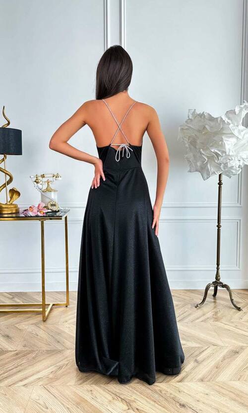 Вечірня Сукня Шифон Блиск 24031 Чорна