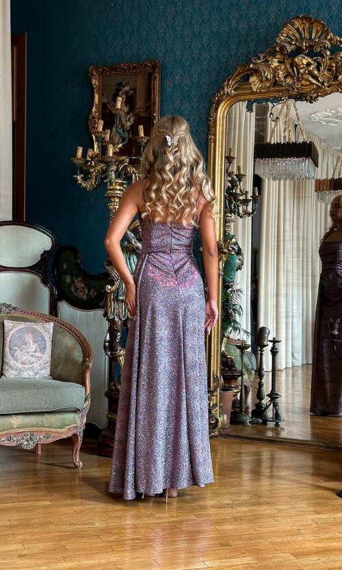 Вечірня Сукня Сяйво Шлейф 24051 Бордова