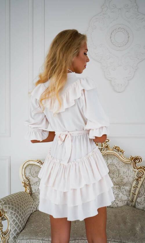 Коктейльное Платье Мини Шелк 24030 Шампань