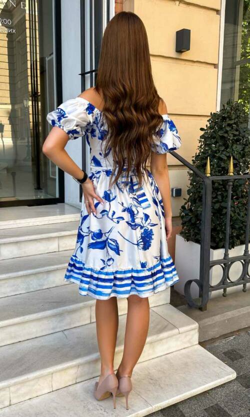 Літня Сукня Атлас Смужка 24044 Блакитна