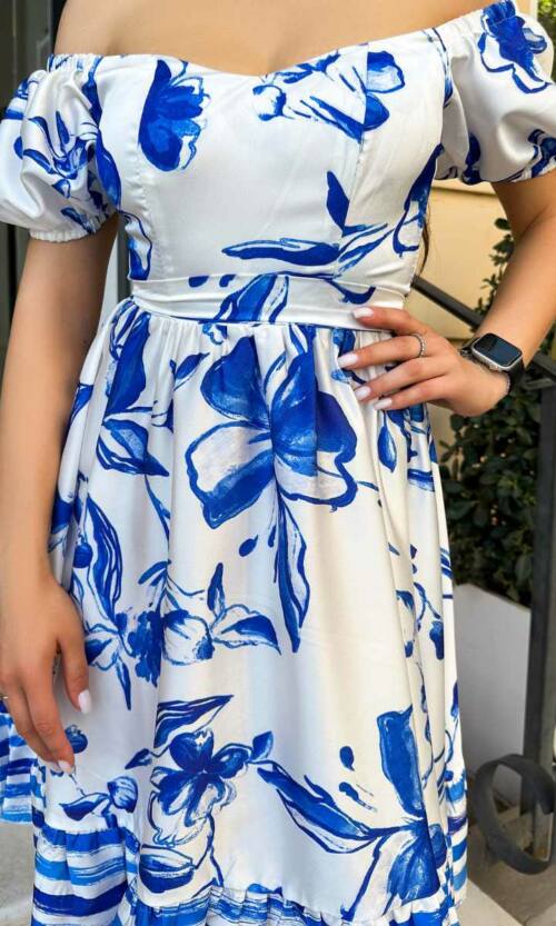 Літня Сукня Атлас Смужка 24044 Блакитна