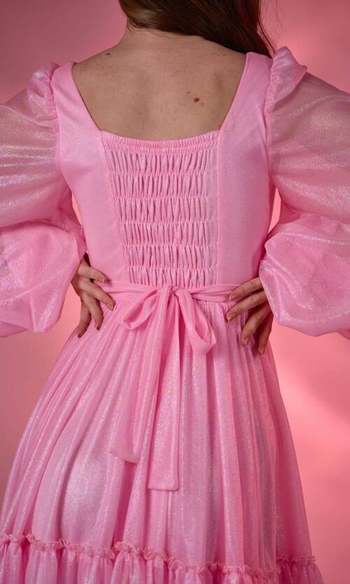 Коктейльна Сукня Перлинний Шифон 24022 Рожева