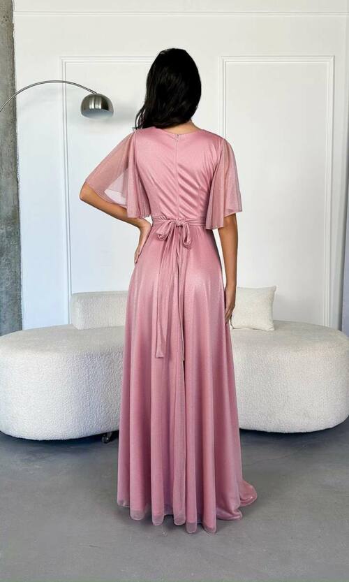 Вечірня Сукня Шифон Блиск 24025 Рожева