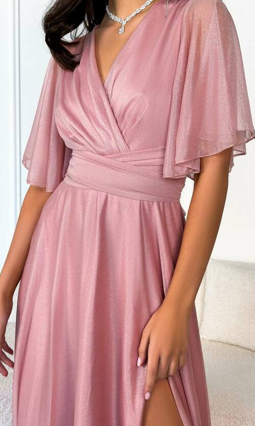Вечірня Сукня Шифон Блиск 24025 Рожева