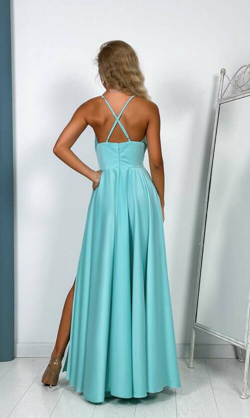 Вечернее Платье Бретели Атлас 24047