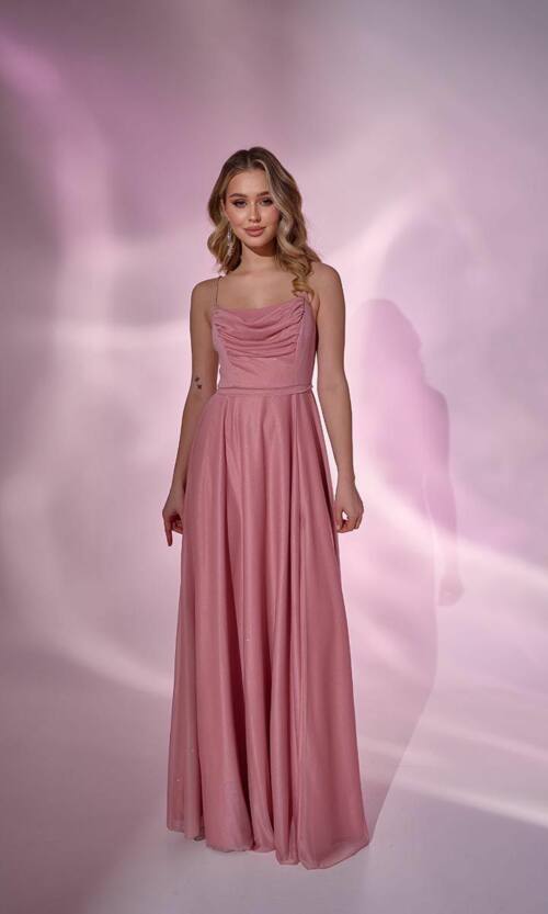 Вечірня Сукня Шифон Блиск 24031 Рожева