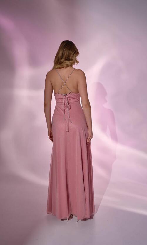 Вечернее Платье Шифон Блеск 24031 Розовая