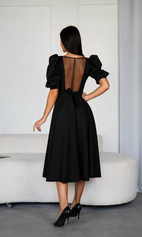 Коктейльна Сукня Прозора Спина 24049 Чорна