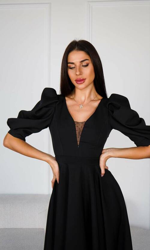 Коктейльна Сукня Прозора Спина 24049 Чорна