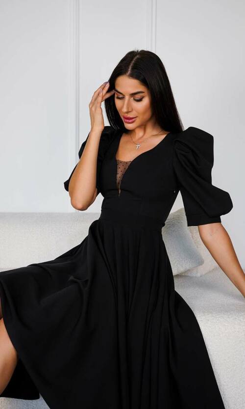 Коктейльна Сукня Прозора Спина 24049 Чорна