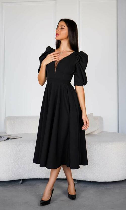 Коктейльна Сукня Прозора Спина 24049 Чорна