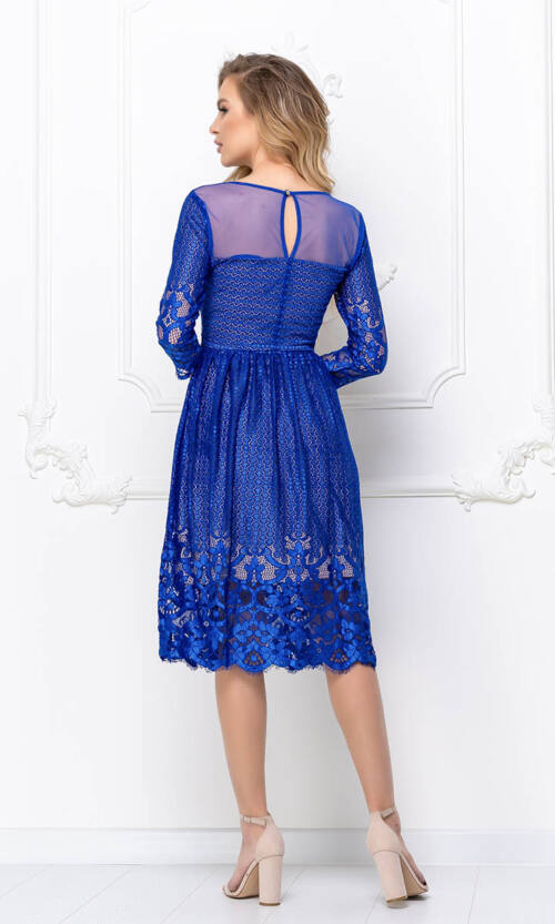 Коктейльна Сукня Мереживний Гіпюр 8137 Електрик