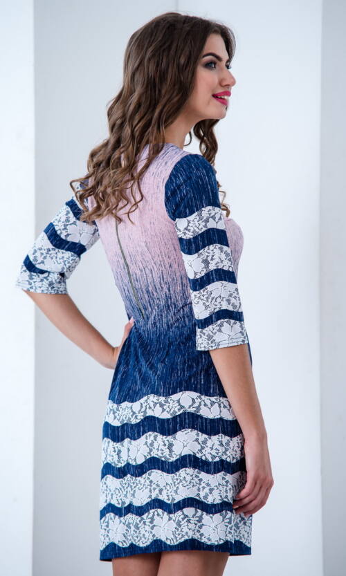 Повсякденна Сукня Трикотаж Принт 6181 Рожева