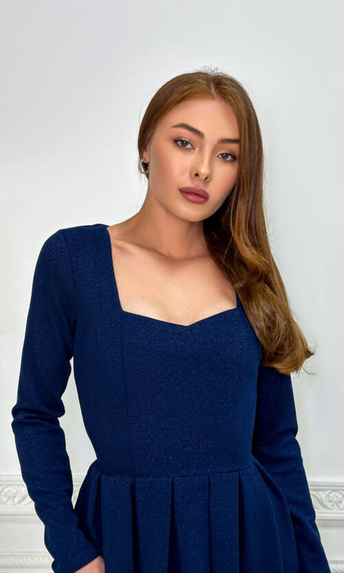 Синє Коктейльне плаття ангора металік 6274