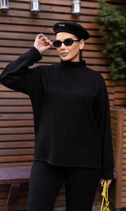 Прогулочный Костюм Свободный Теплый 24075 Черный