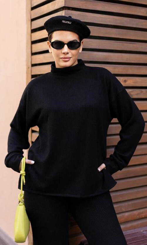 Прогулочный Костюм Свободный Теплый 24075 Черный