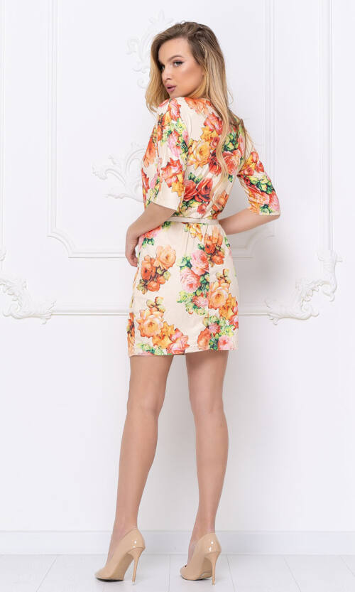 Повседневное Платье Замша Принт 6045 Желтое