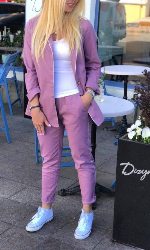 Брючний костюм 8500 Рожевий