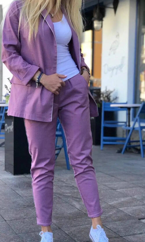 Брючний костюм 8500 Рожевий