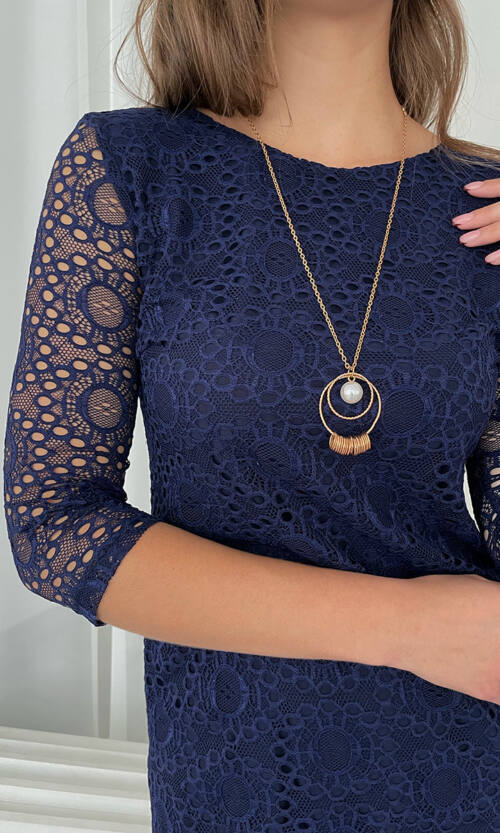 Коктейльна Сукня Жаккард Буси 6211 Синя