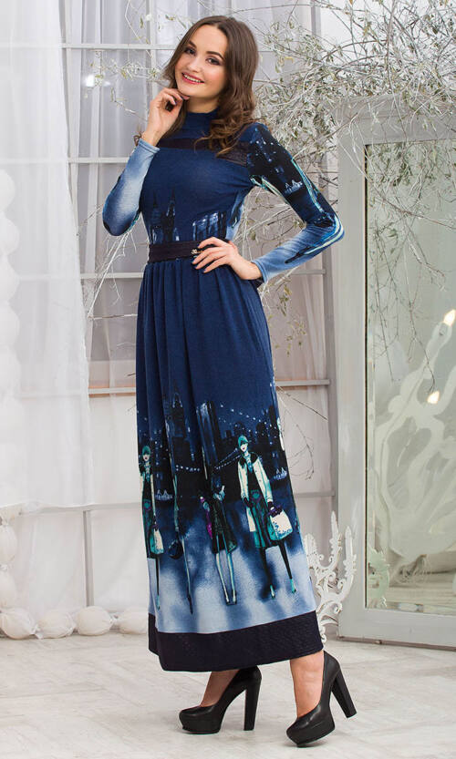 Повсякденна Сукня Ангора Прінт 5292 Індіго