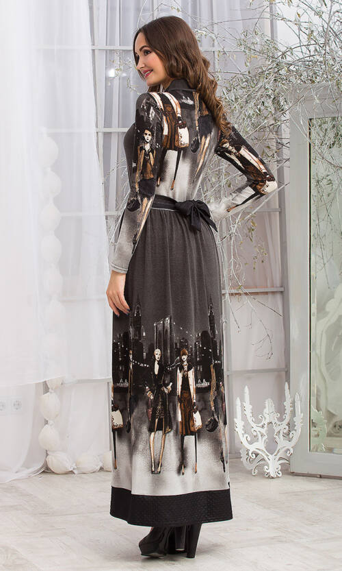 Повсякденна Сукня Ангора Прінт 5292 Графітова