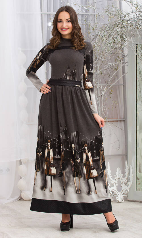 Повсякденна Сукня Ангора Прінт 5292 Графітова