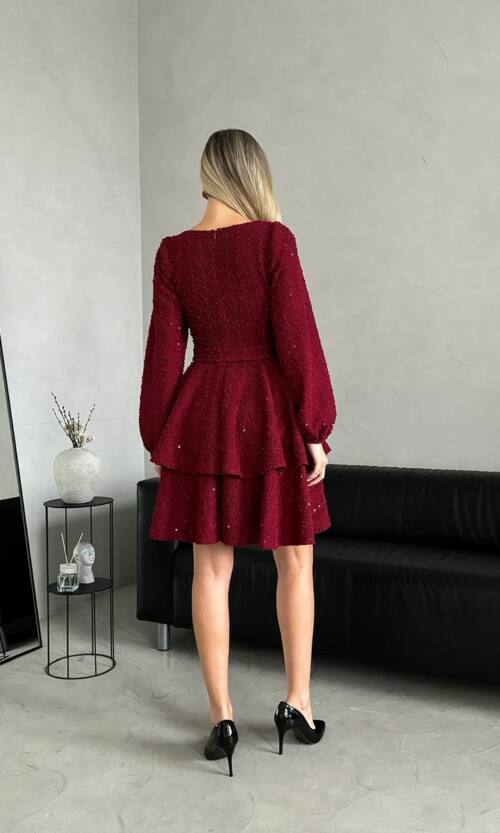 Коктейльна Сукня Букле Волани 24110 Бордова