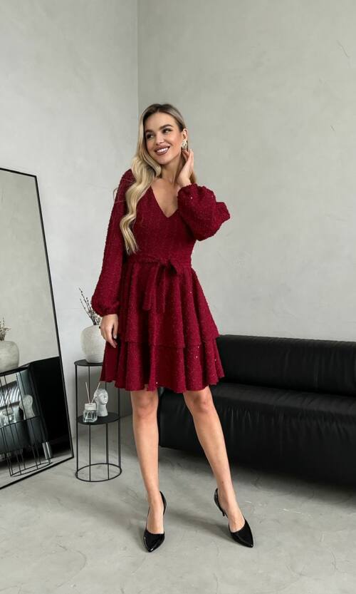 Коктейльна Сукня Букле Волани 24110 Бордова