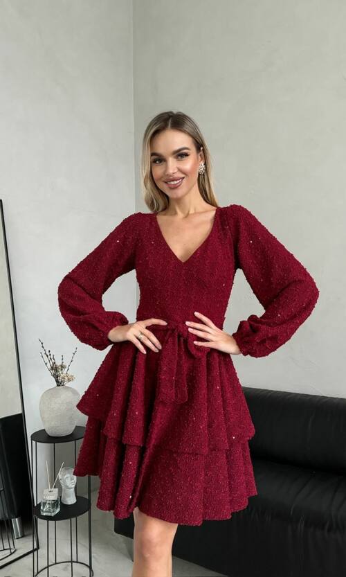 Коктейльна Сукня Букле Волани 24110 Бордова