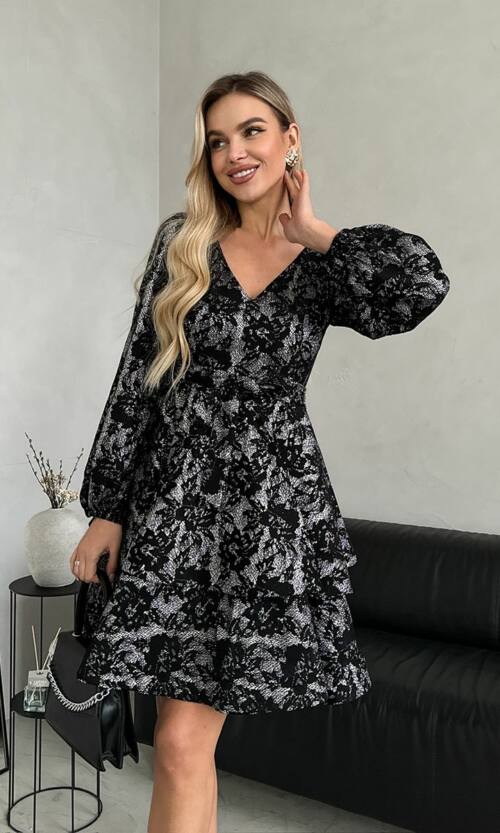Коктейльное Платье Гипюр Роза 24111 Черная
