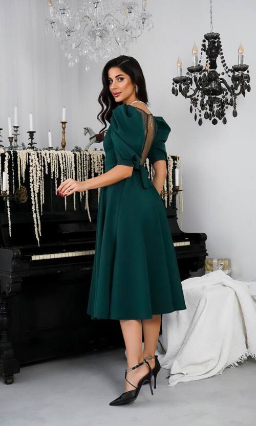 Коктейльна Сукня Прозора Спина 24049 Зелена