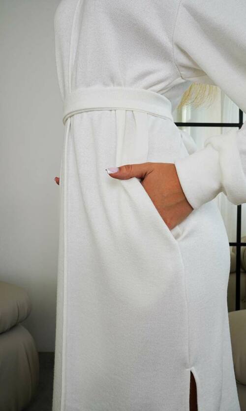 Повседневное Теплое Платье Ангора 24093 Молочное