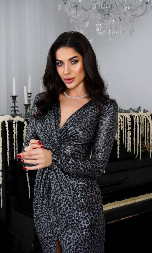 Коктейльное Платье Леопард Блеск 24103 Мультиколор